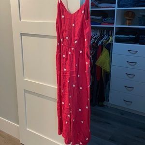 Red and white polka dot romper